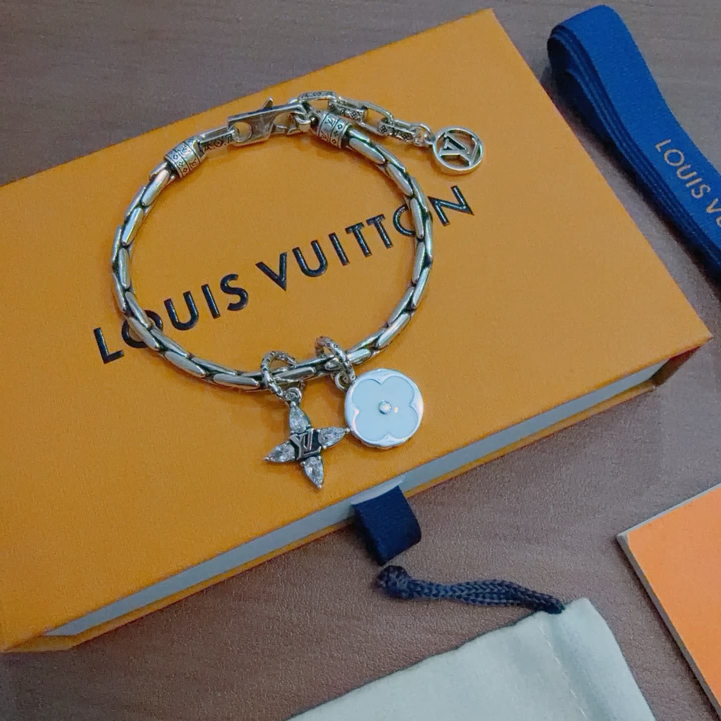 Louis Vuitton Silver Bracelet with Charms